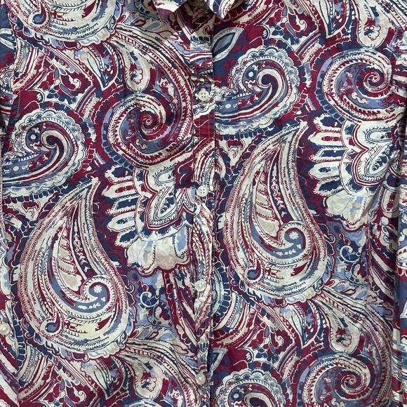 Charter Club Womens Shirt 12 Pink Blue Paisley Button Up Relaxed Fit Long Sleeve - Picture 2 of 8
